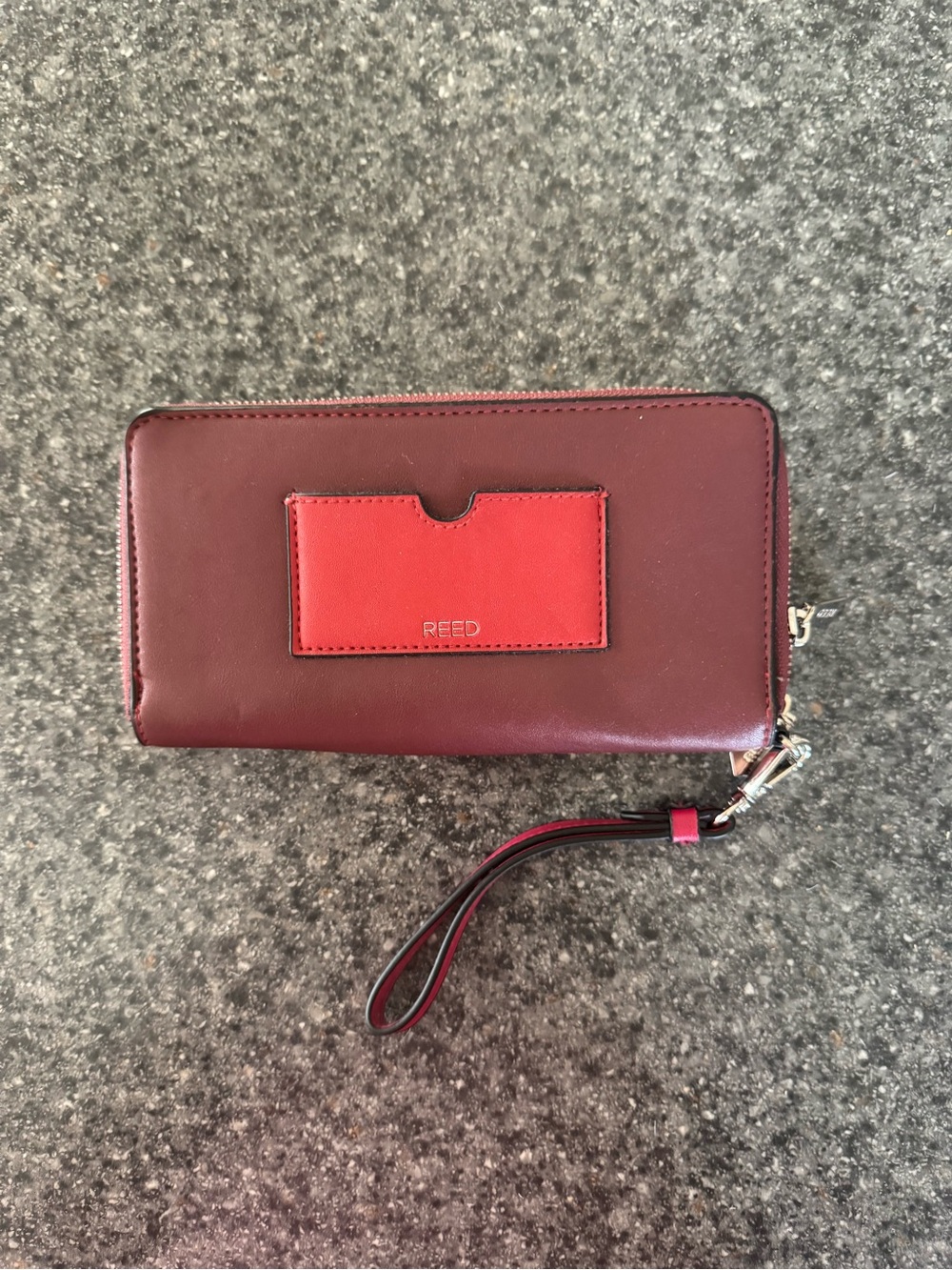 Reed Burgundy with Red Accent Wristlet Wallet